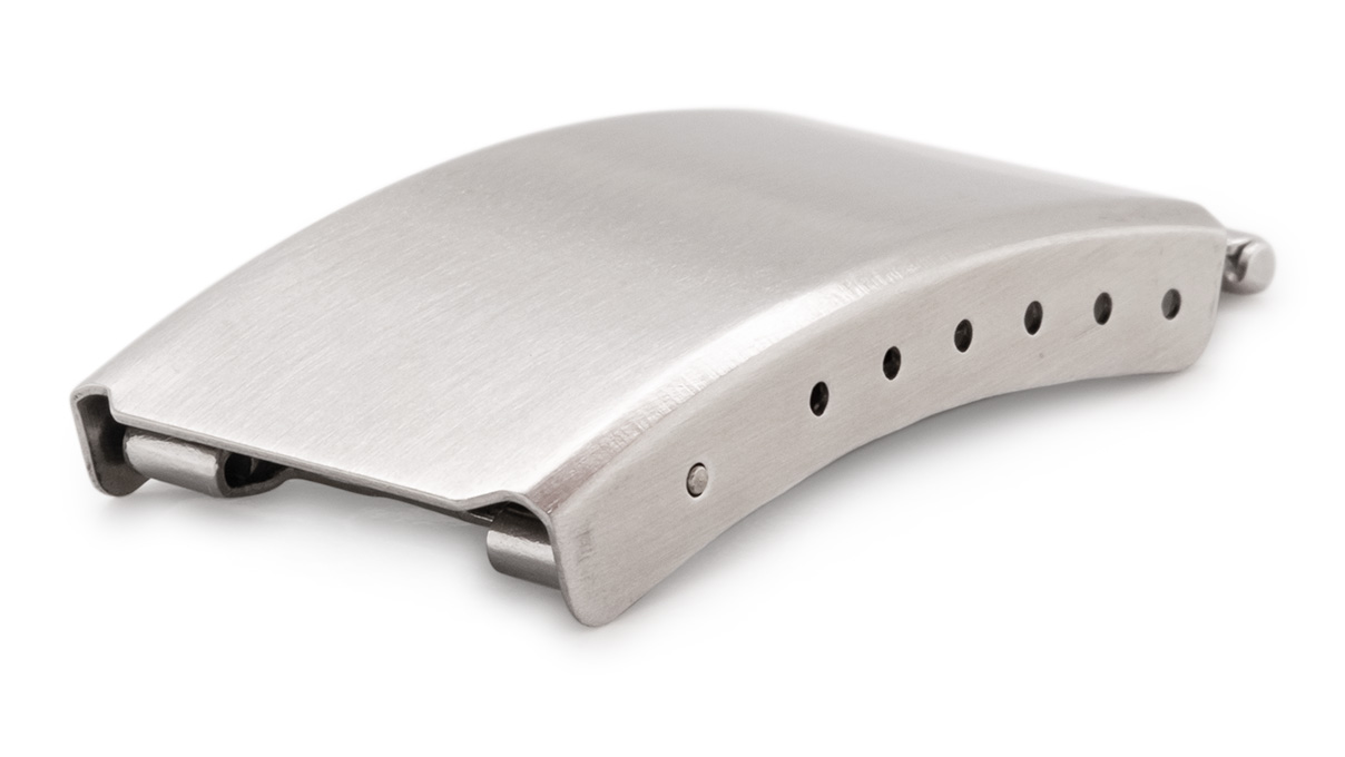 Faltschließe für Metallbänder, Anstoß/Breite: 10 mm, 18 mm, Satiniert, Silberfarben, Edelstahl