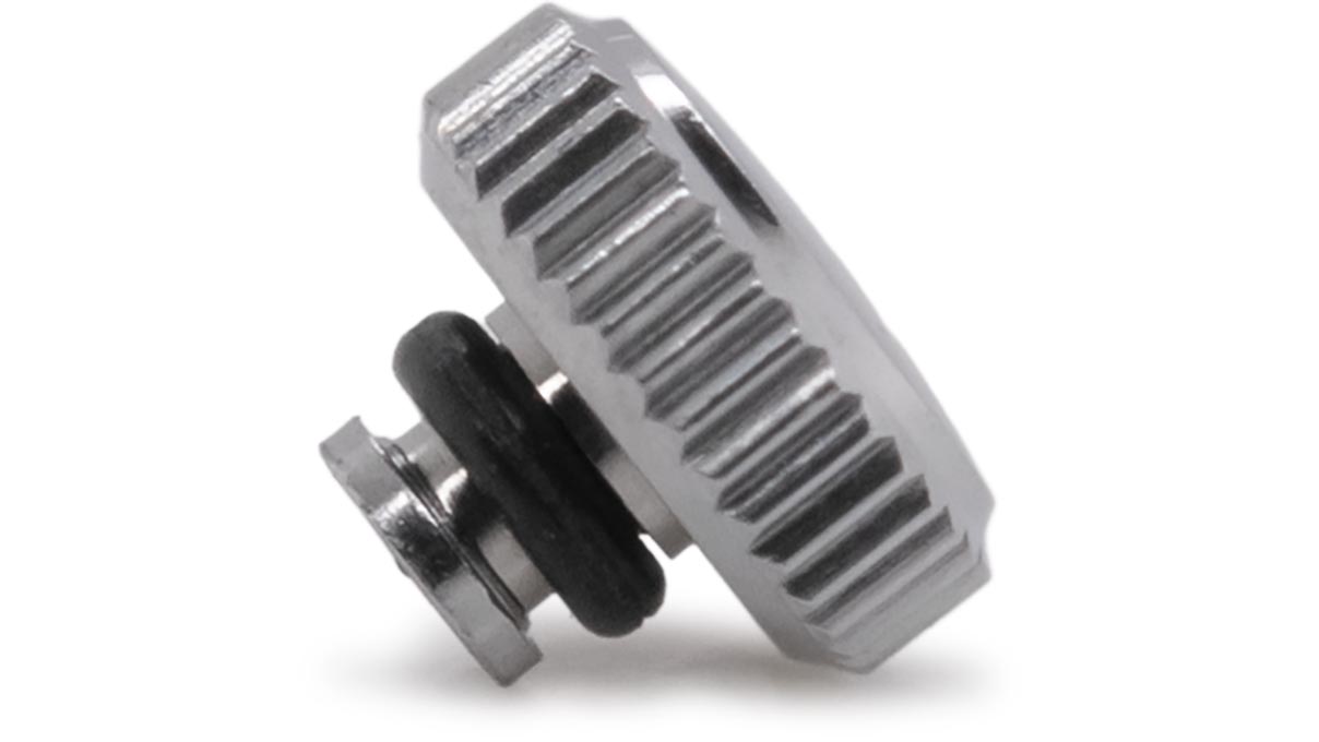 Waterproof crown, Japanese shape, Stainless steel, White, Head Ø 3 mm, Thread Ø 0,6 mm