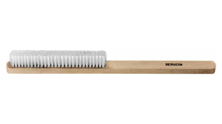 Bergeon 6377-4 cepillo de mano, mango de madera, cerdas blancas, 260 mm