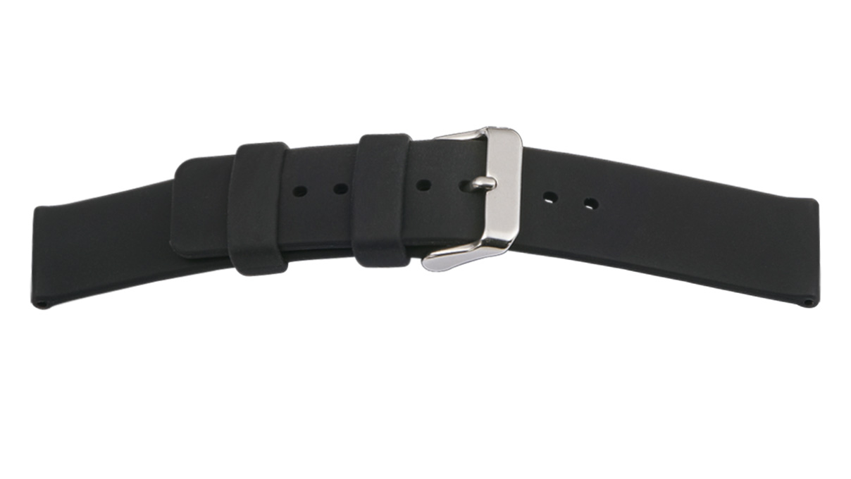 Silikon Uhrarmband, Edelstahl Dornschließe, Breite 20 mm, Anstoß 18 mm, Länge 130 + 90 mm