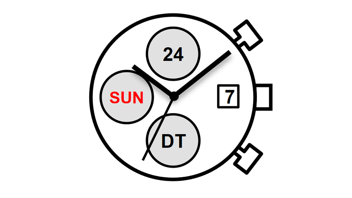 AU-Werk Miyota JP15 12 1/2''' DATE3 SC, DUAL TIME, WEEK, HOUR Quarz