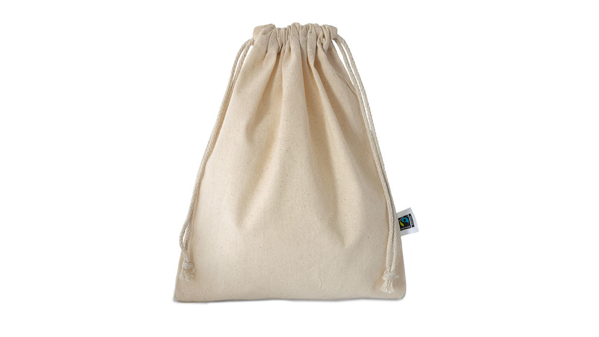 Drawstring bag, cotton, 32 x 49 cm, Oeko-Tex Standard 100, Fairtrade, LFGB compliant