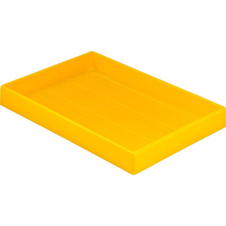 Tiefgezogene Tabletts, gelb, Innenmaße 330 x 35 x 220 mm, stapelbar, Polystyrol