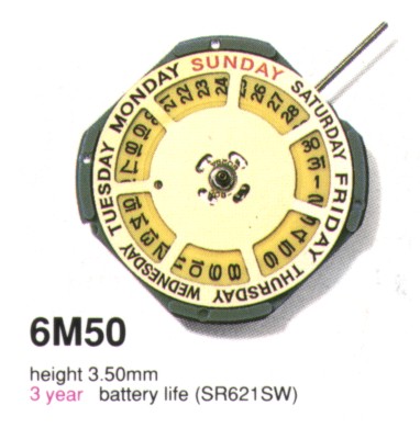 AU-Werk Miyota 6M50 11 1/2''' DAY12/DATE3 SC Quarz (364 | SR621SW)