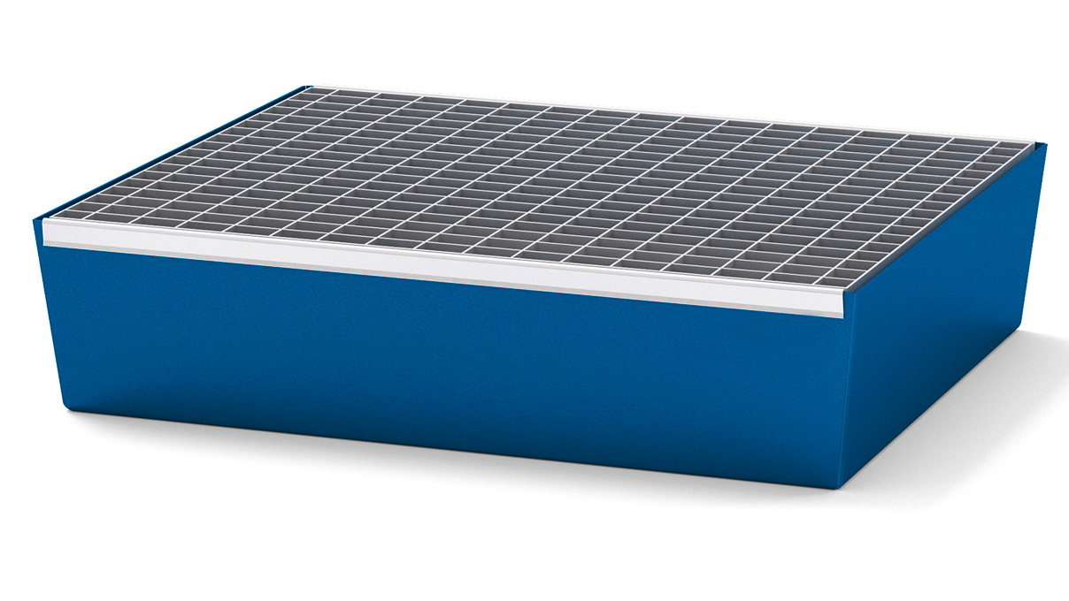Cubeto de récupération de acero, azul genciana, rejilla galvanizada, capacidad de 60 l, capacidad de
carga de 400 kg