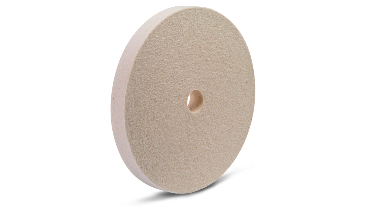 Felt disc, wool felt, white, Ø 200 x 20 mm, hole Ø 25 mm, soft