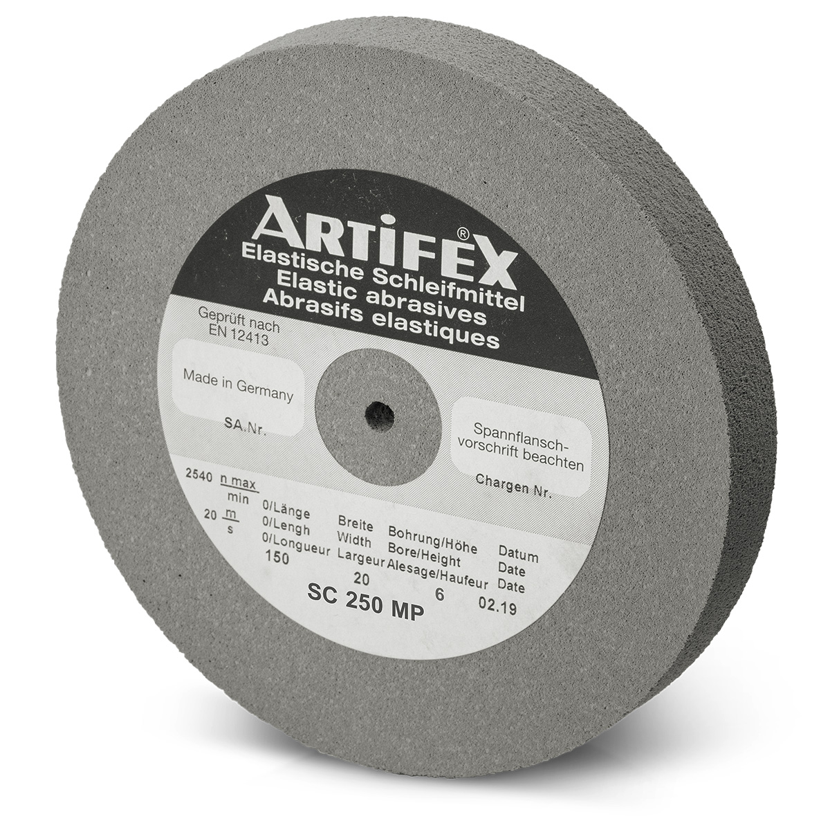 Artifex grinding wheel SC 250 MP, grain fine, hardness medium, Ø 150 x 20 mm, bore Ø 6 mm