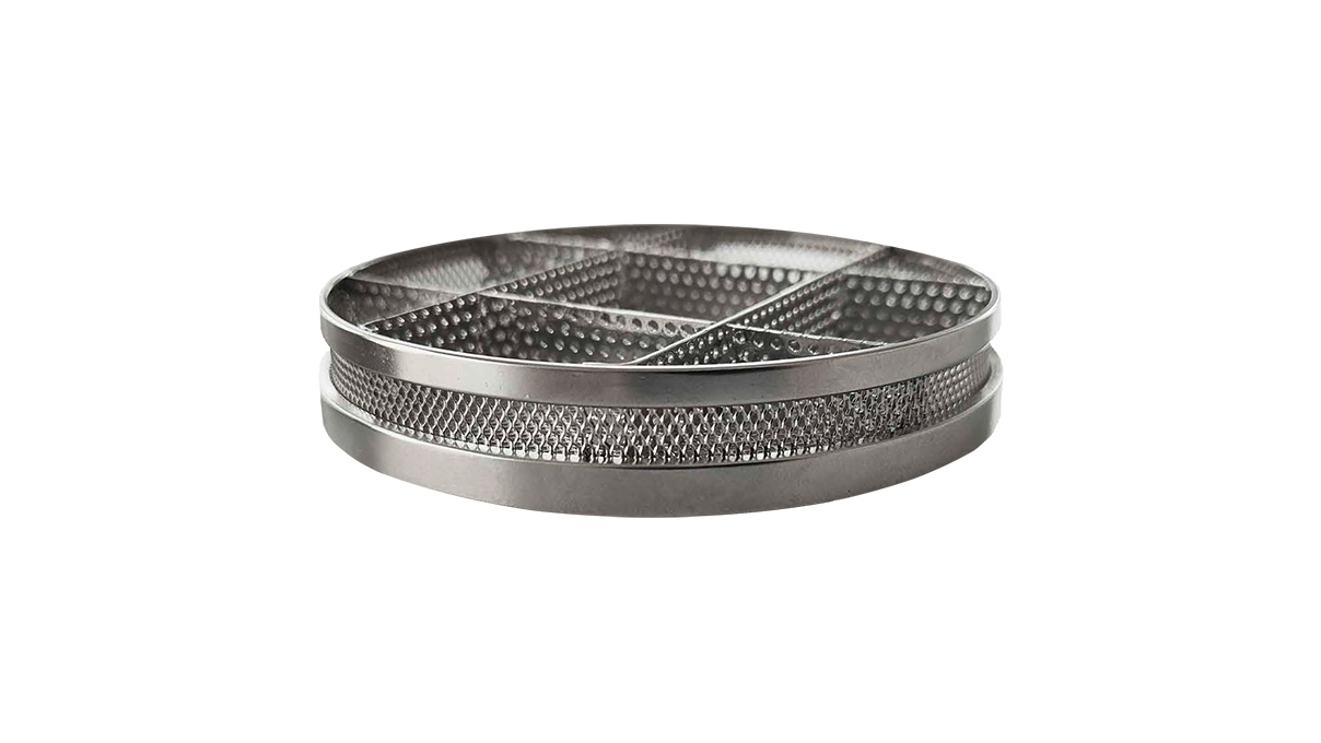 Panier, acier inoxydable, hauteur 12 mm, Ø 80 mm, électropoli, empilable, 9 séparations