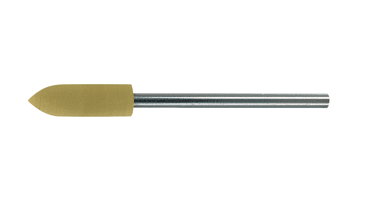 Polierer Pumice, gelbgrün, Torpedo, Ø 5 x 16 mm, Korn mittel, HP-Schaft
