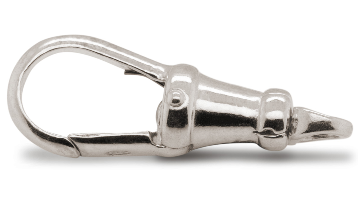 Lobster clasp for watch chains, 23 mm, rotatable, 925/- silver