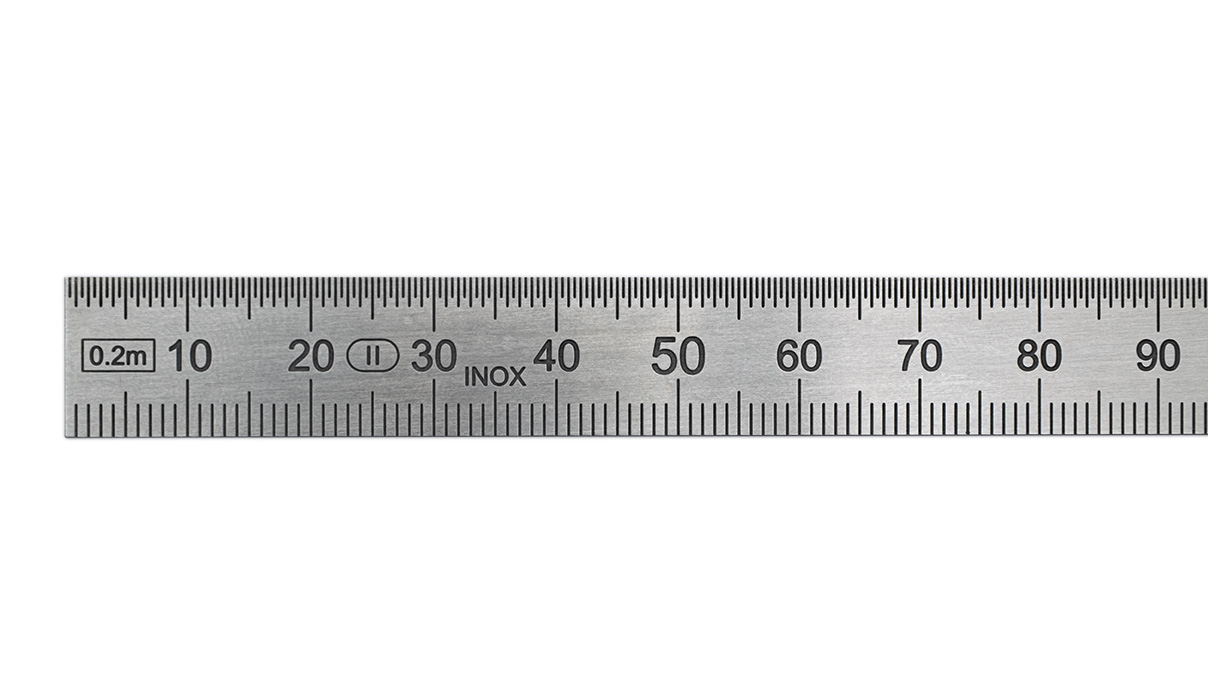 Metalllineal, Edelstahl, 2 Skalen, 200 mm