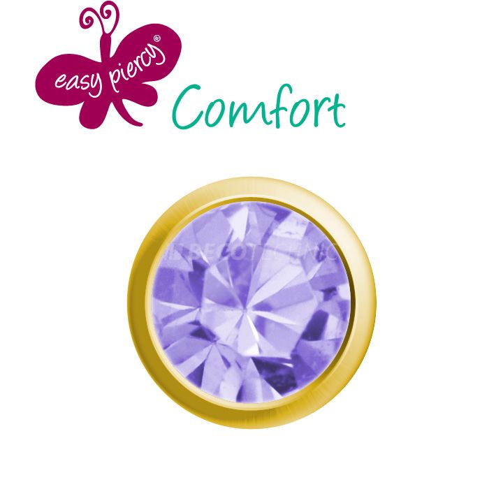 1 paar Easy Piercy Comfort oorknopjes Ø 3,95 mm, verguld, alexandriet imitatie