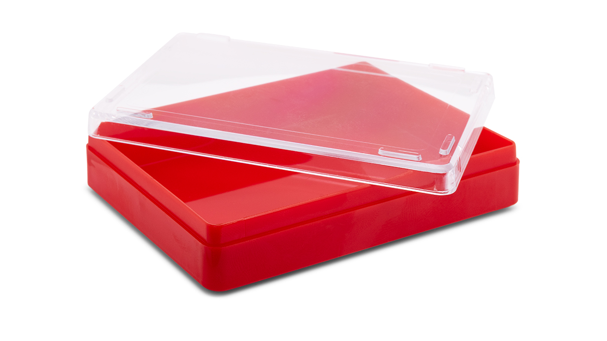 Kunststoffdose mit Deckel, rot, 17 x 90 x 64 mm