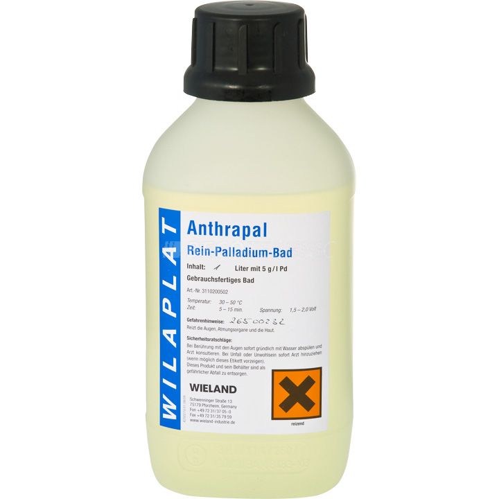 Zuiver palladiumbad Anthrapal als concentraat met 20 g Pd/l, neutraal
