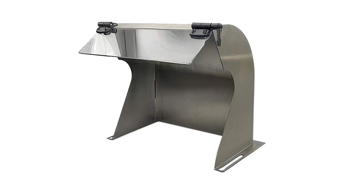 Polishing protective hood for Micromecalp XPRO machines, maximum equipment with Ø 250 mm
polishing wheels, stainless steel