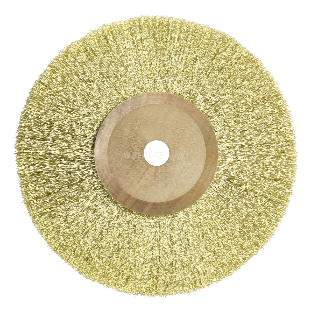 Circular brush, brass, Ø 82 mm, wire 0,08 mm, 4-row, with wooden core