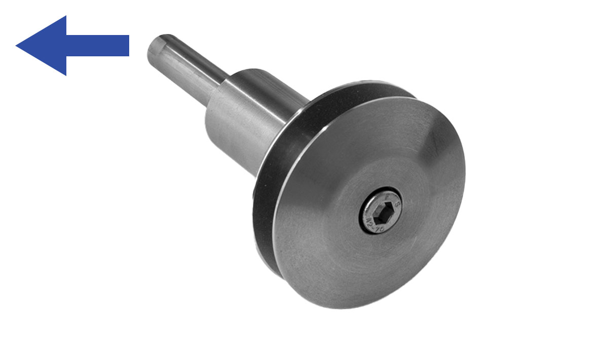 Cylindrical polishing spindle for collet chuck, Ø 25 mm, left side, for Polimaxx polishing machines