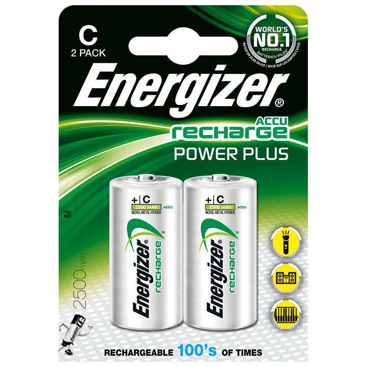 Energizer 2er Blister Baby Akku Recharge 1,2 Volt 2500 mAh LR14/C