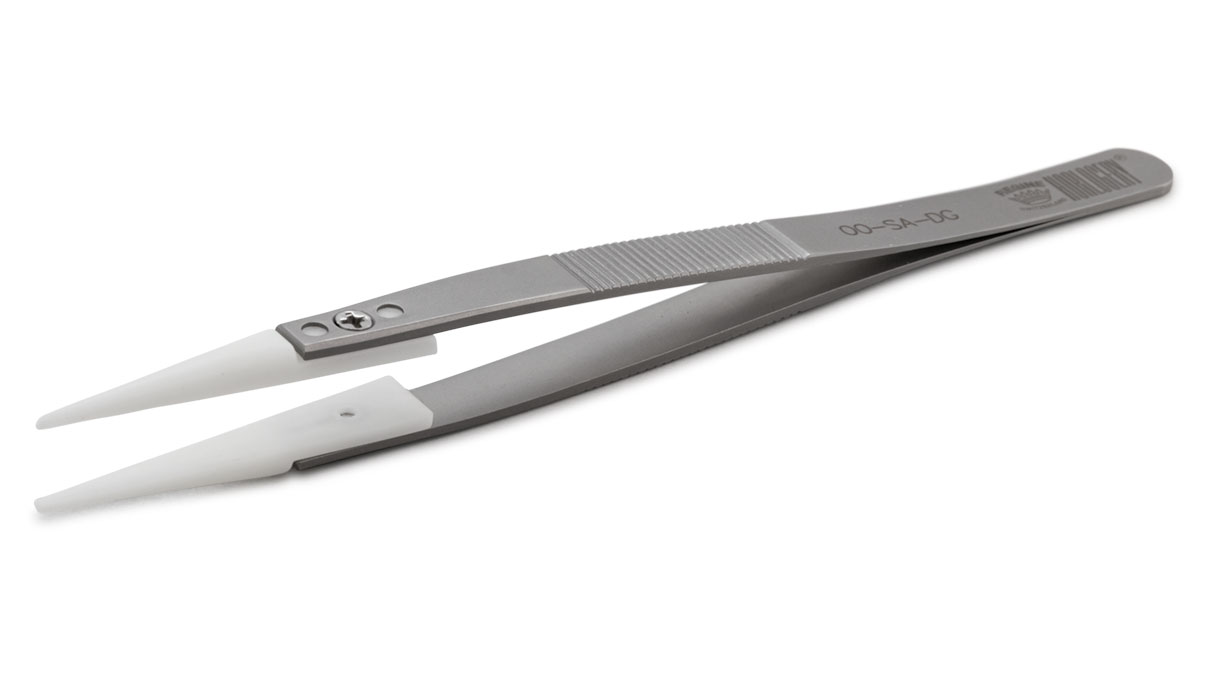 Regine Horlogery Tweezers, Shape 00, Stainless steel, SA, Tip material POM, 130 mm