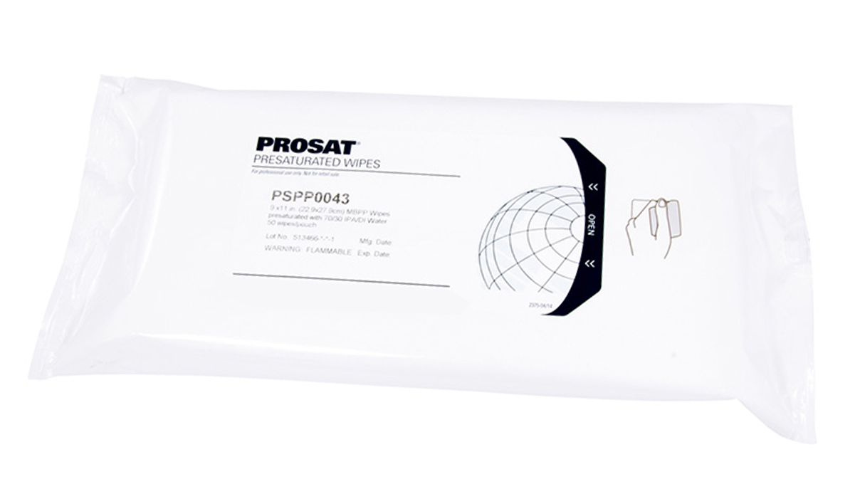 Presaturated cleanroom wipes, 50 pieces, 23 x 28 cm