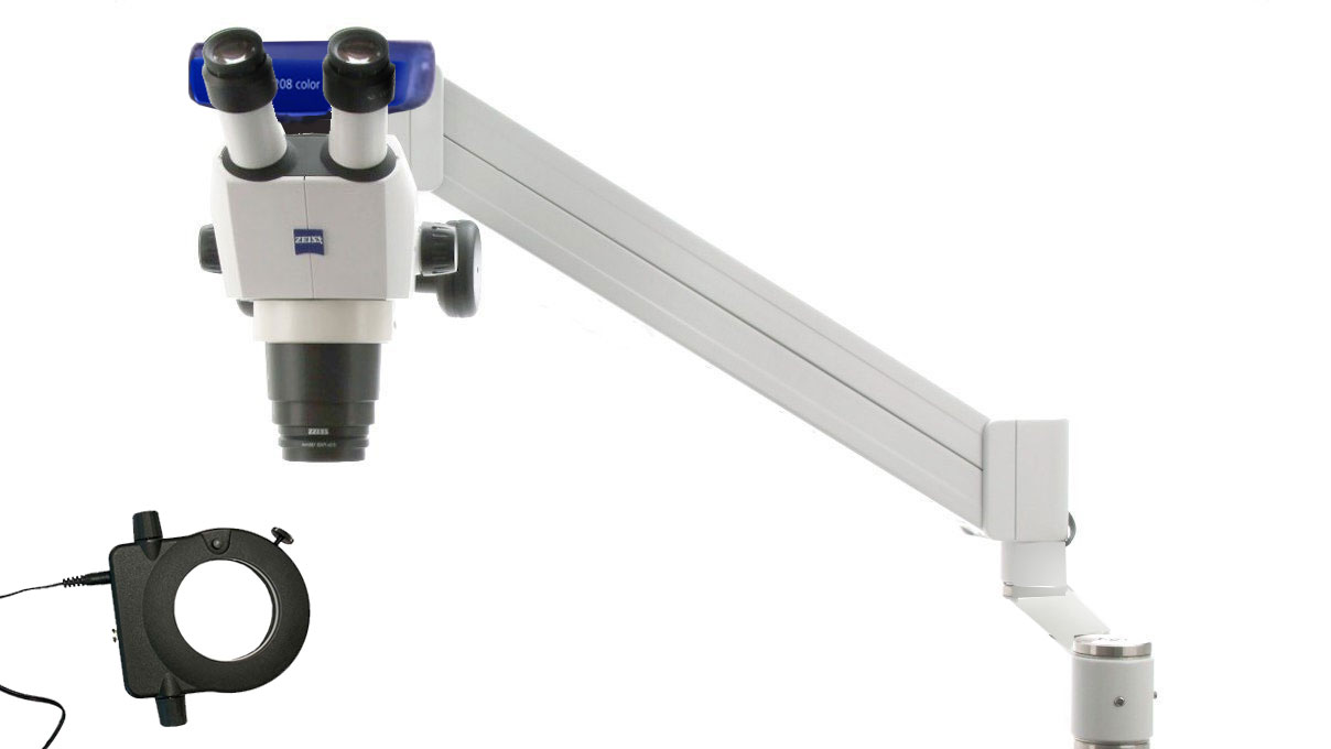Stemi 508 doc, Vergrößerung 0,63x - 5x, Stativ U mit Federgelenkarm, inkl. Axiocam 208, WLAN und High-Power
Ringleuchte HPRL