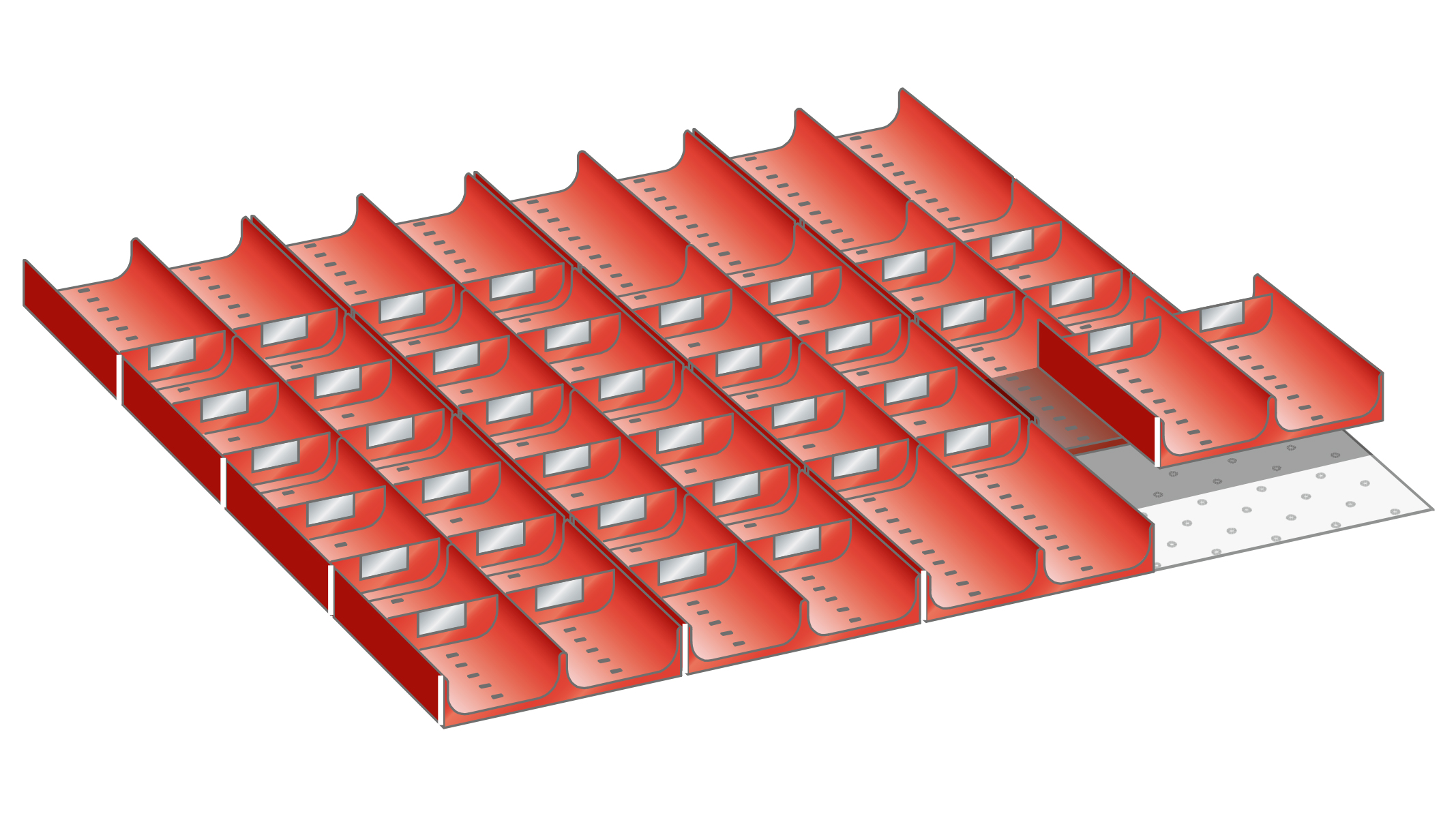 Lista troggen, set voor 54 x 36 E met ladenhoogte 50 mm, 64 stuks