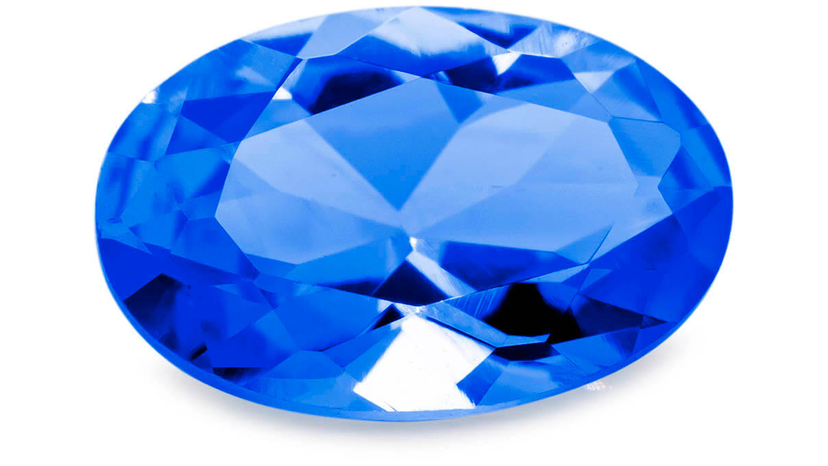 Synthetischer Farbstein, Saphir, oval, 6 x 4 mm