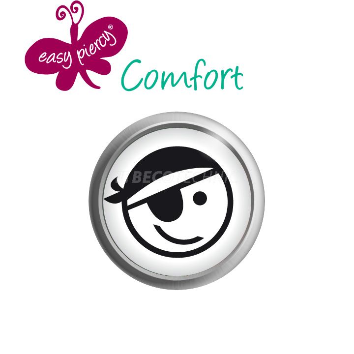 1 paar Easy Piercy Comfort oorknopjes Ø 5,5 mm, wit, piraat