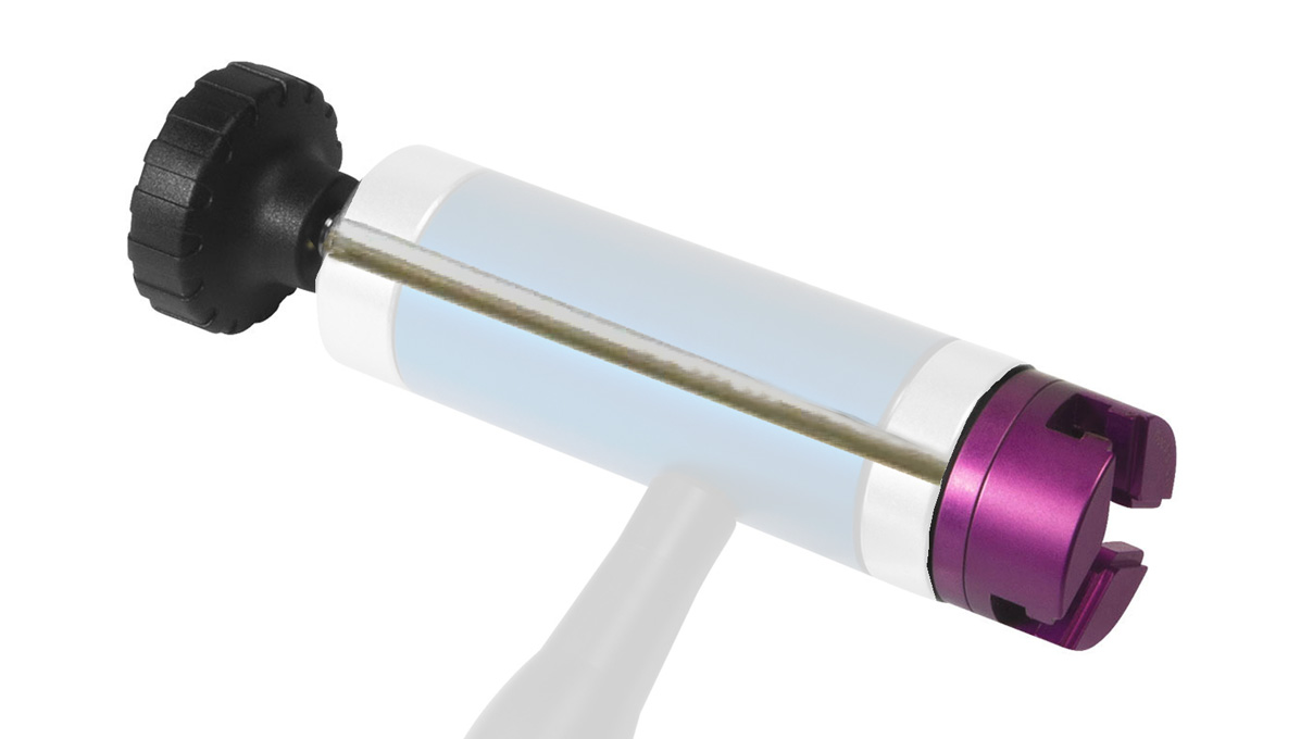 Universal chuck (clip system) with rod for converting the Ergo hand polishing holder for easy insertion of clamping
jaws, left