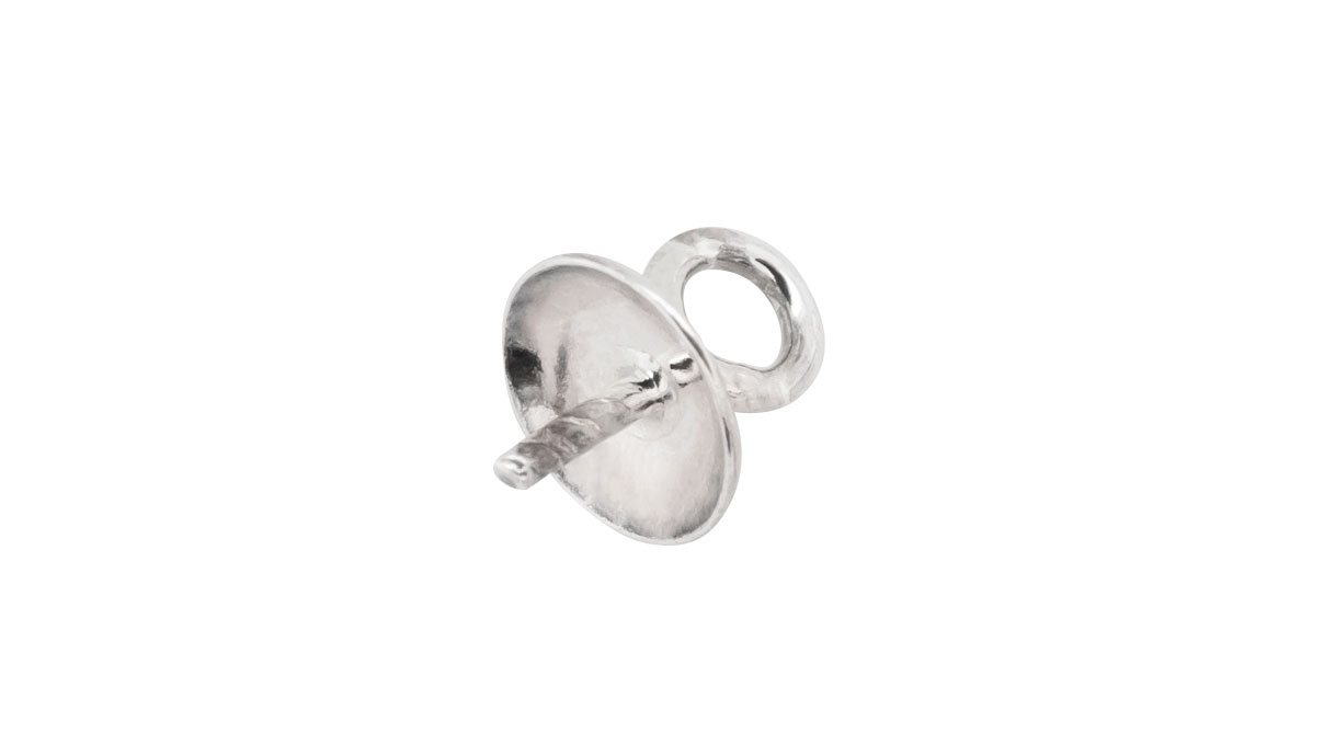 Cup pendant, cup Ø 5 mm, smooth, with threaded pin, eyelet 3,2 mm, 925/- silver