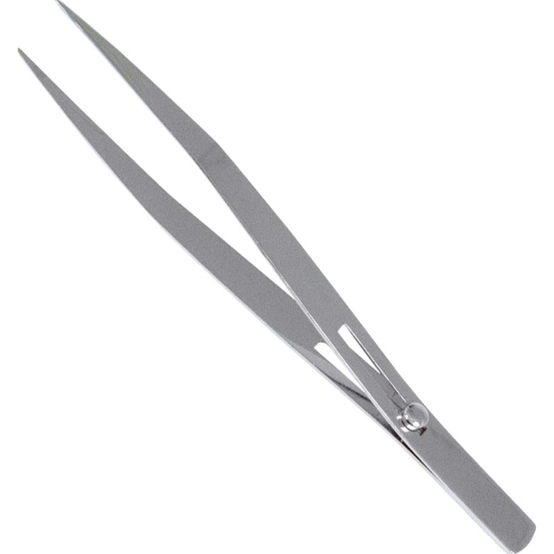 Tweezers with fixing srcew nickel plated, smooth jaws length 160 mm