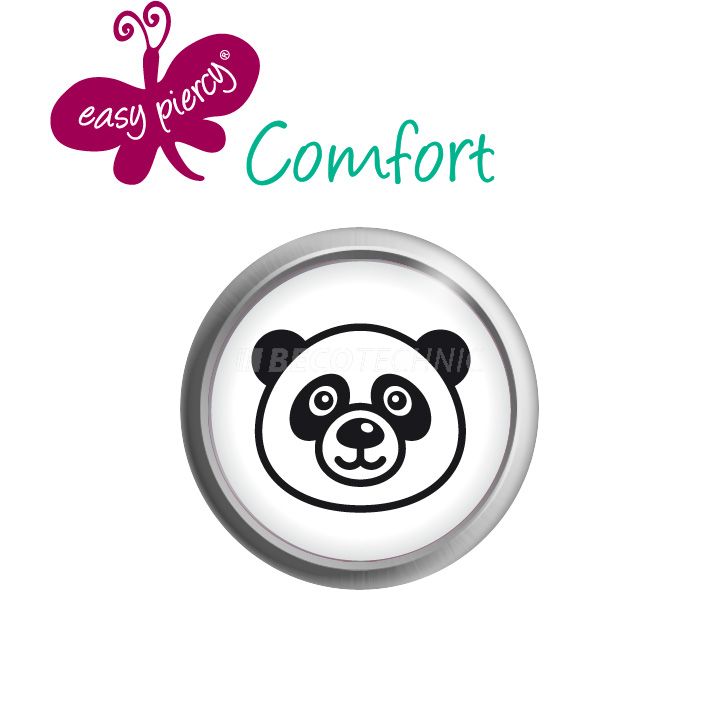 1 paar Easy Piercy Comfort oorknopjes Ø 5,5 mm, wit, panda