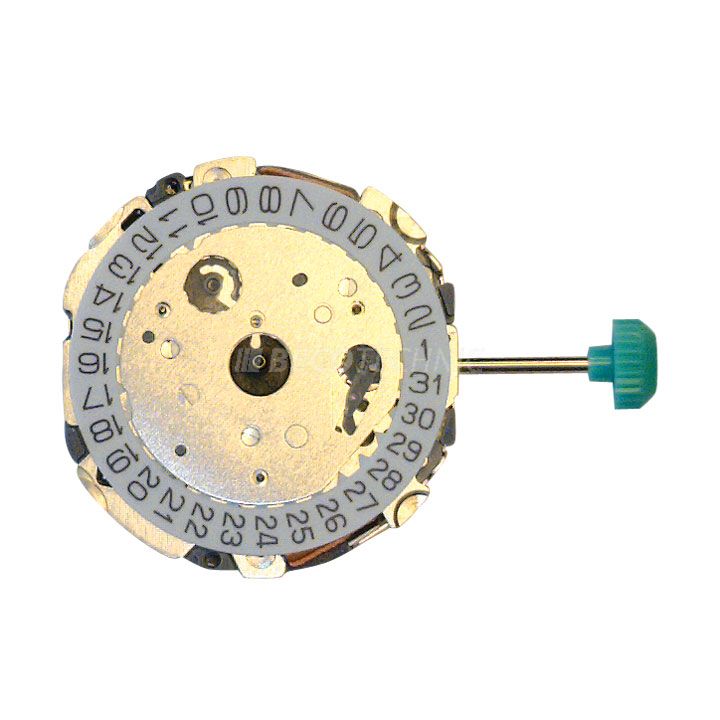 AU-Werk Miyota FS03 High Hand 10 1/2''' DATE4, Hängend, SC CHRONO 3EYES 24H SEC MIN PUSH Quartz (377 | SR626SW)