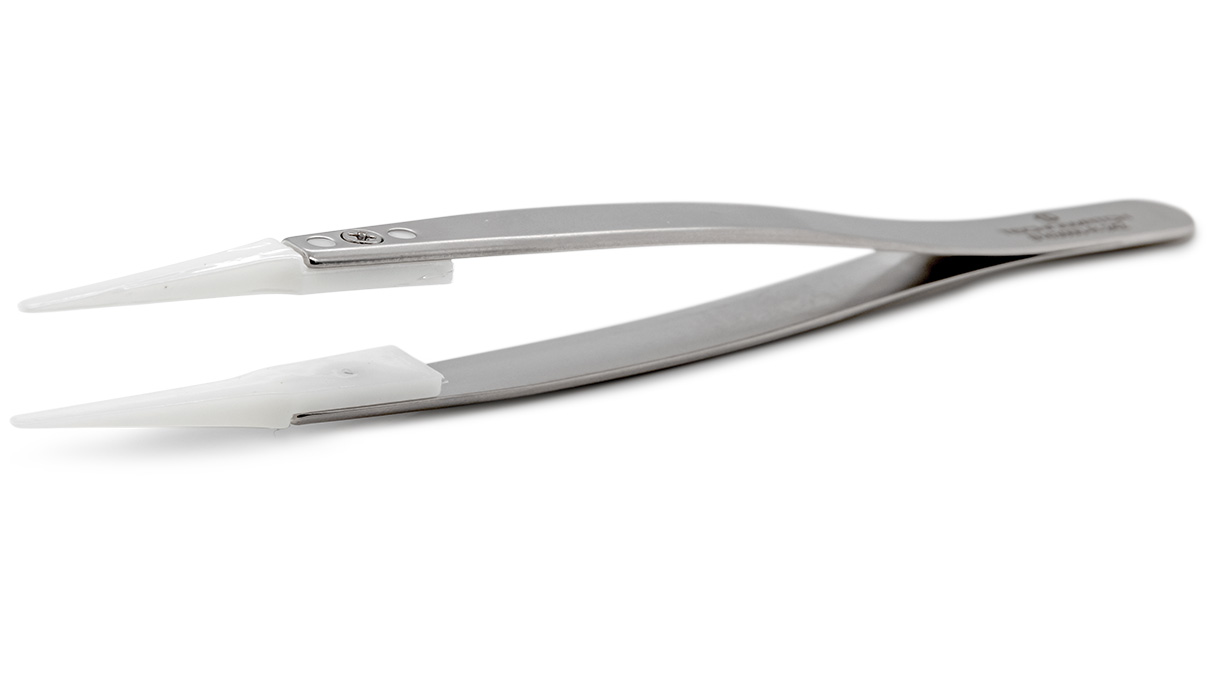 Pincet AntiScratch, polymeerpunten, breed en plat