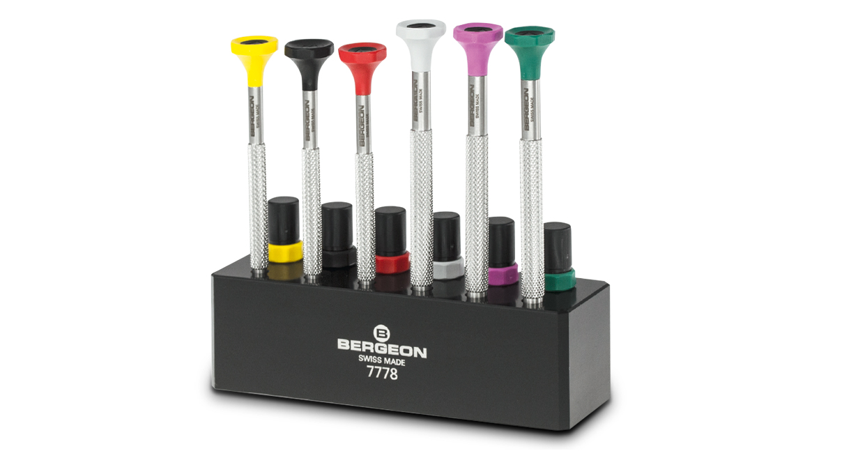 Bergeon 7778-S Base for 6 screwdrivers and 6 spare blade tubes