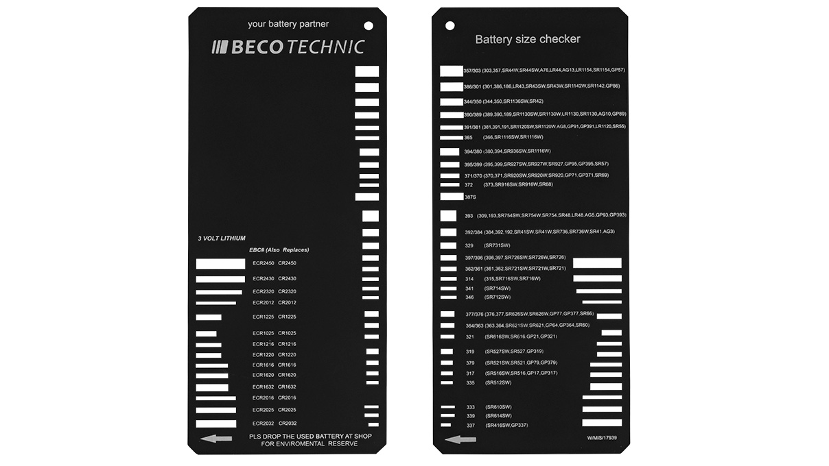 Battery stencil, plastic, black