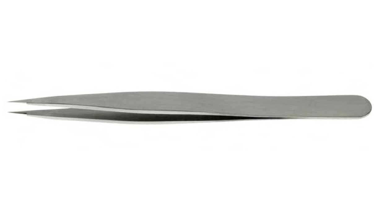 Dumont Pinzette Form 10B, zum Setzten von Spiralen,  Edelstahl-Carbon, 120 mm