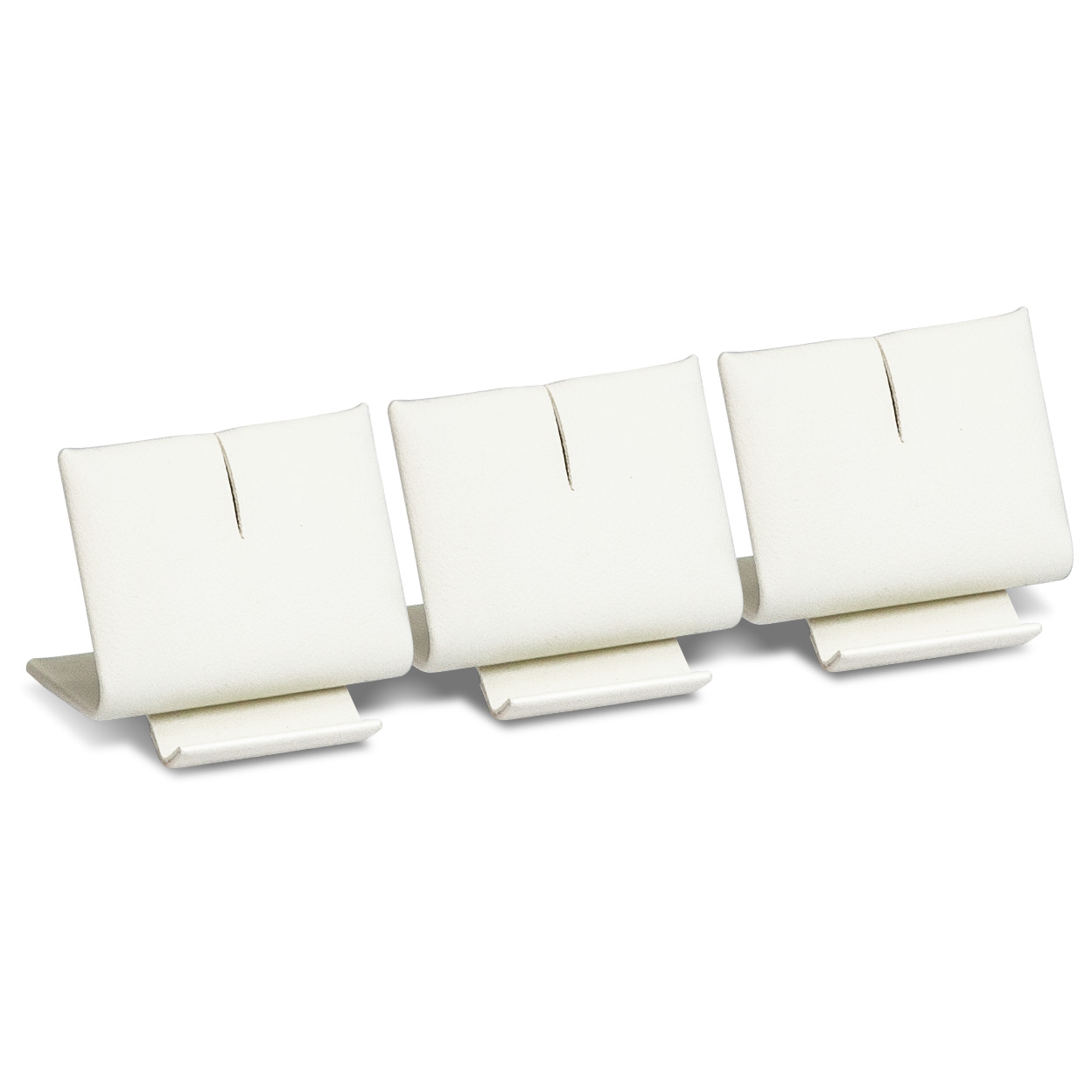 Dreifacher Präsenter für Anhänger, niedrig, ecru, Glattledernachbildung, LxBxH ca. 3,0 x 11,0 x 3,0 cm