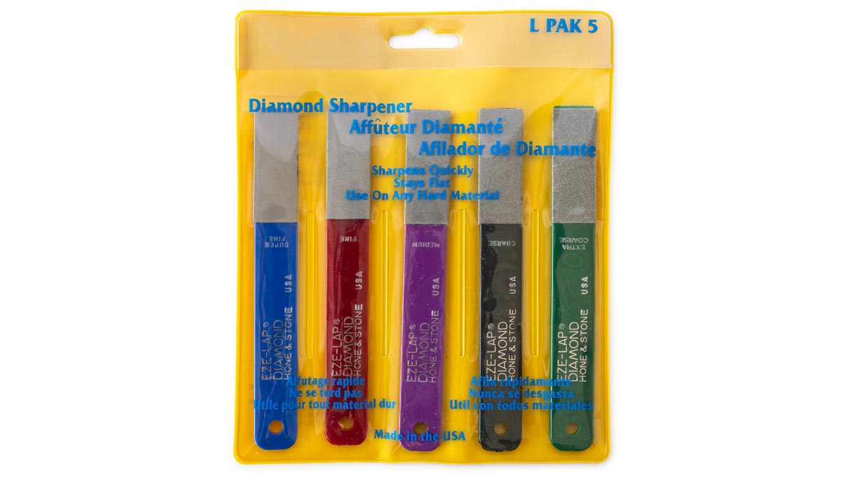 Set of 5 diamond flat files, grain 150 / 250 / 400 / 600 / 1200, length 15 cm