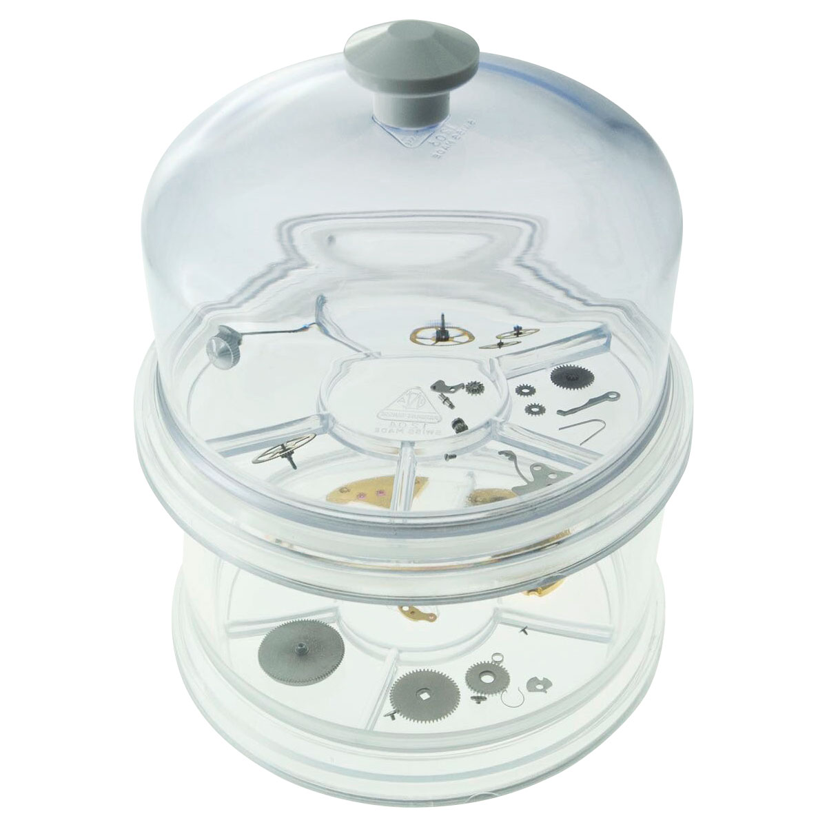 Bergeon 30097-BCT Dust cover and transparent parts tray, 6 compartments, inner Ø 88 mm, dome height 45 mm