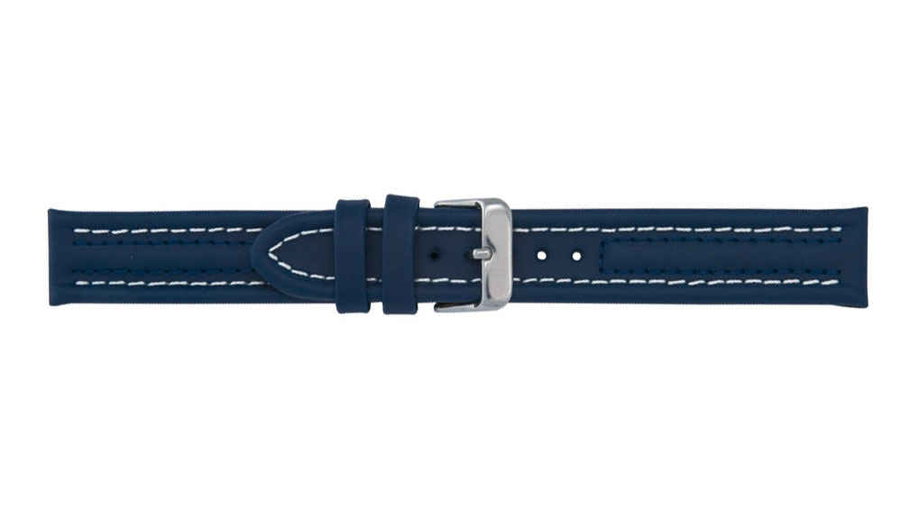 Horlogebandje, Arizona Sport, Kalfsleer, 18 mm, Blauw, Gesp Roestvrij staal