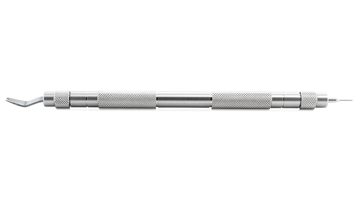 Spring bar tool with extra flat fork, nickel-plated, 136 mm