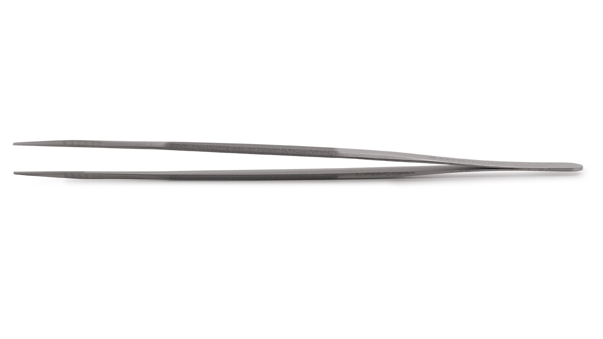 Tweezers made of inox steel with satined grips and tips, big tips, length 160 mm