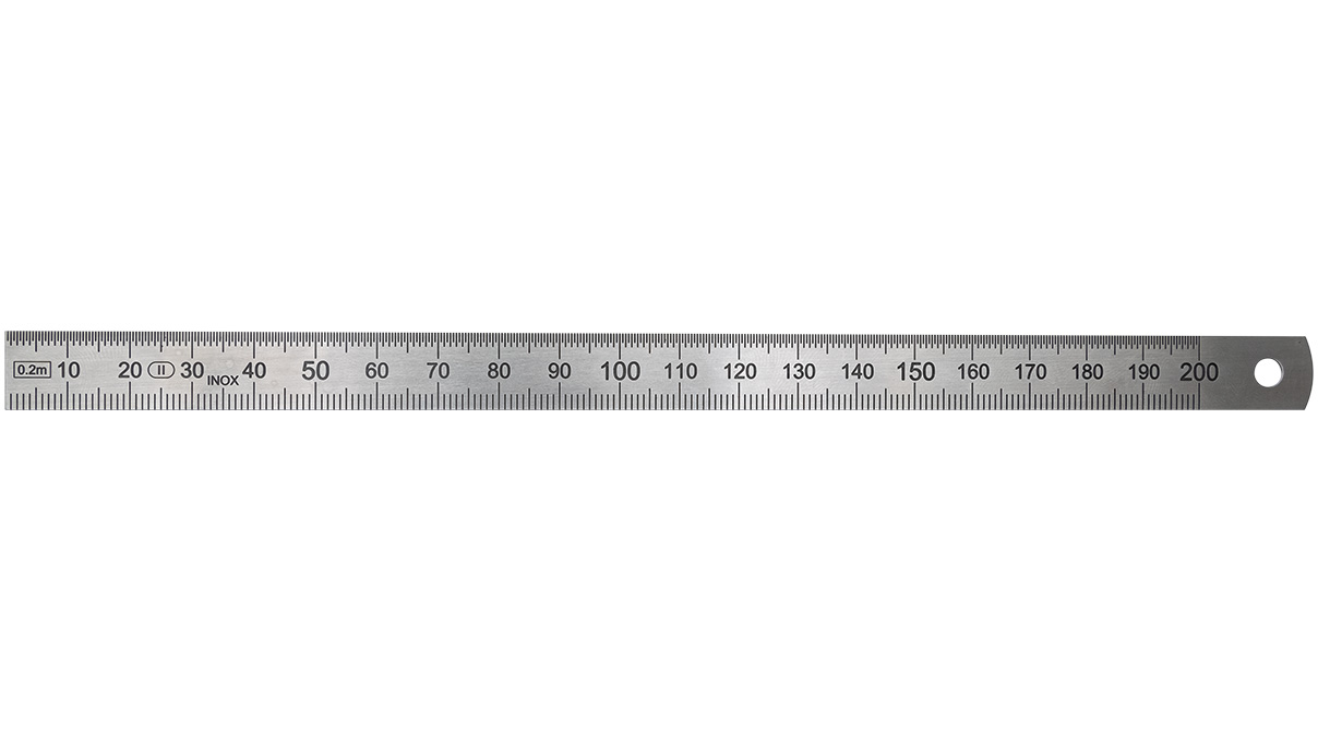 Metalllineal, Edelstahl, 2 Skalen, 200 mm