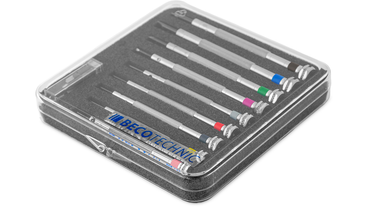 Jeu de tournevis, Ø 0,6 - 3 mm, avec mèches de rechange, 9 pièces