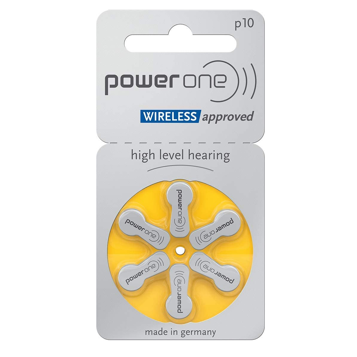 Power One 6 Hörgerätebatterien Zink Air Nr. 10, Blister, Mercury Free