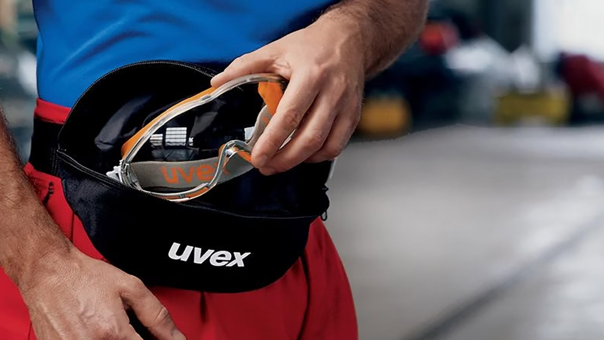 Brillenetui für Bügel- und Vollsichtbrillen, mit Reißverschluss und Bauchgurt, Nylon