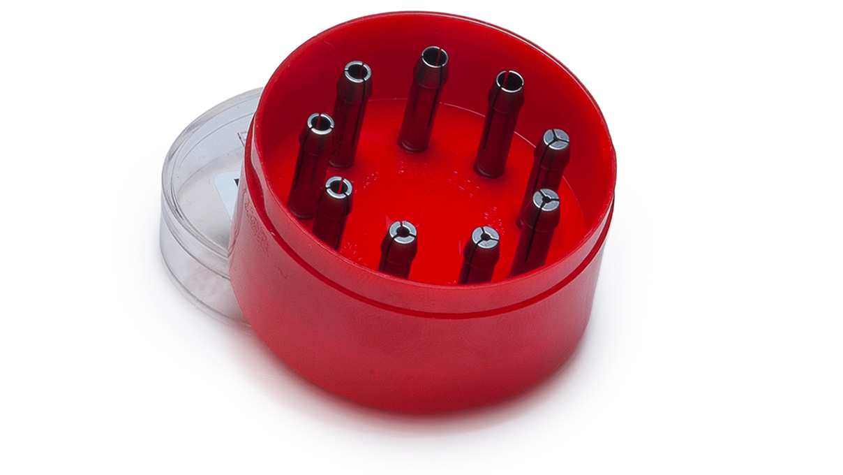 Badeco Sortiment Spannzangen für Mikromotoren, Spannbereich 0,55 - 3,2 mm, 9 Stück