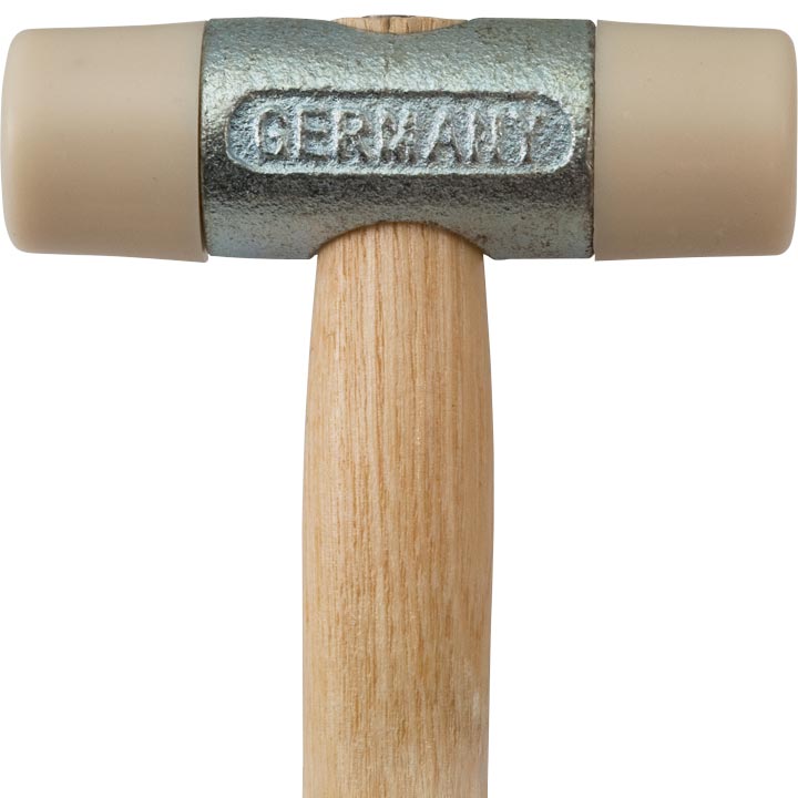 Hammer mit Nylonköpfen Ø 22 mm, Stahlkörper vernickelt, Esche-Stiel, Gesamtlänge 250 mm