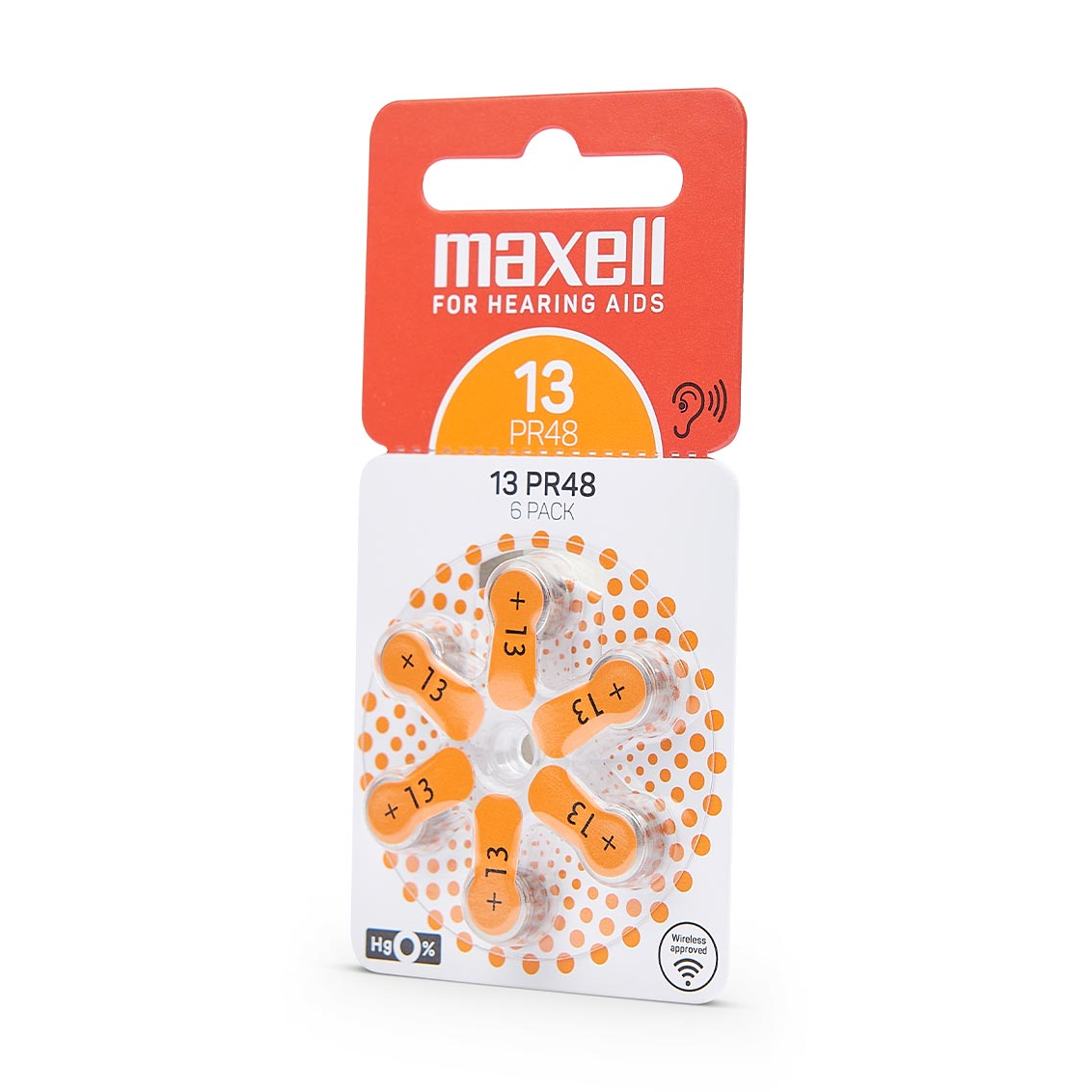 Maxell 6 hoortoestelbatterijen nr. 13, blisterverpakking